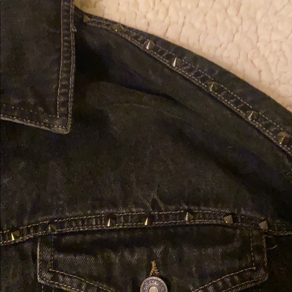 Crop black denim jacket - Picture 2 of 3